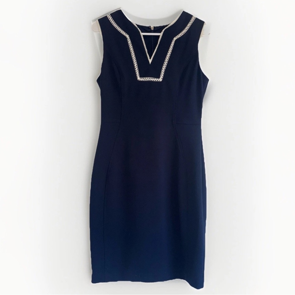 Tommy Hilfiger Navy Dress with White Accents Size 4 Preppy‎ Classic Workwear